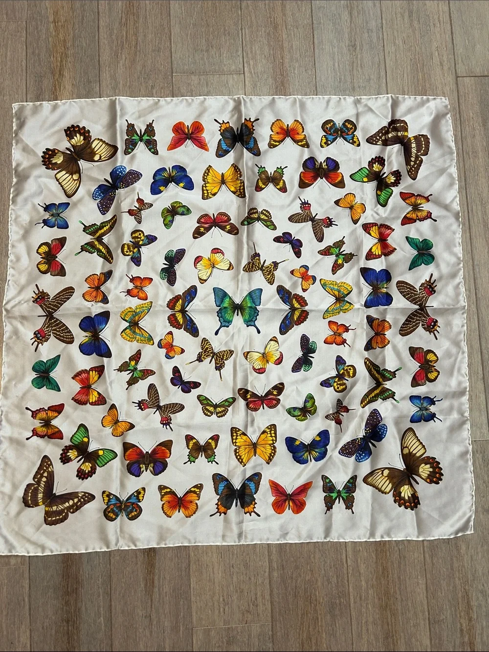 VTG silk Creazione Serica Lariana, Butterfly Print Square Scarf Italy